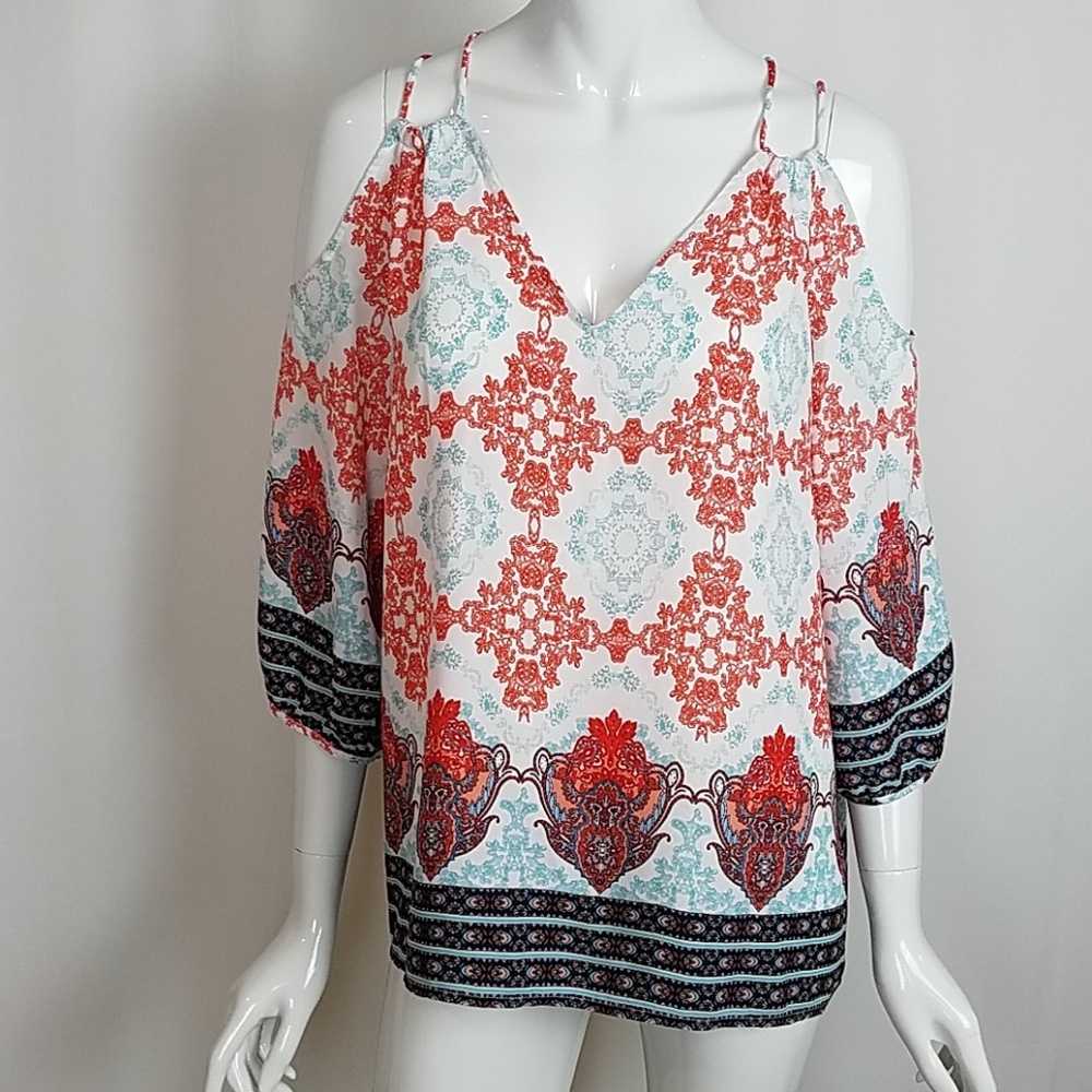 Stitch Fix Skies Are Blue Cold Shoulder Blouse Top
